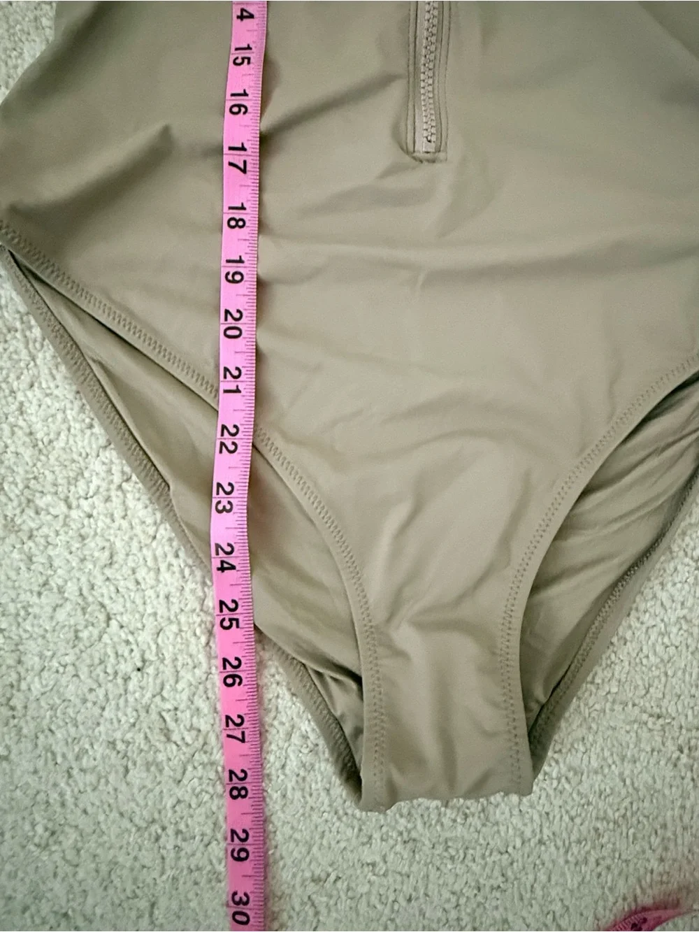 SKIMS Sleeveless Front-Zip Bathingsuit in color Desert - Picture 11 of 11